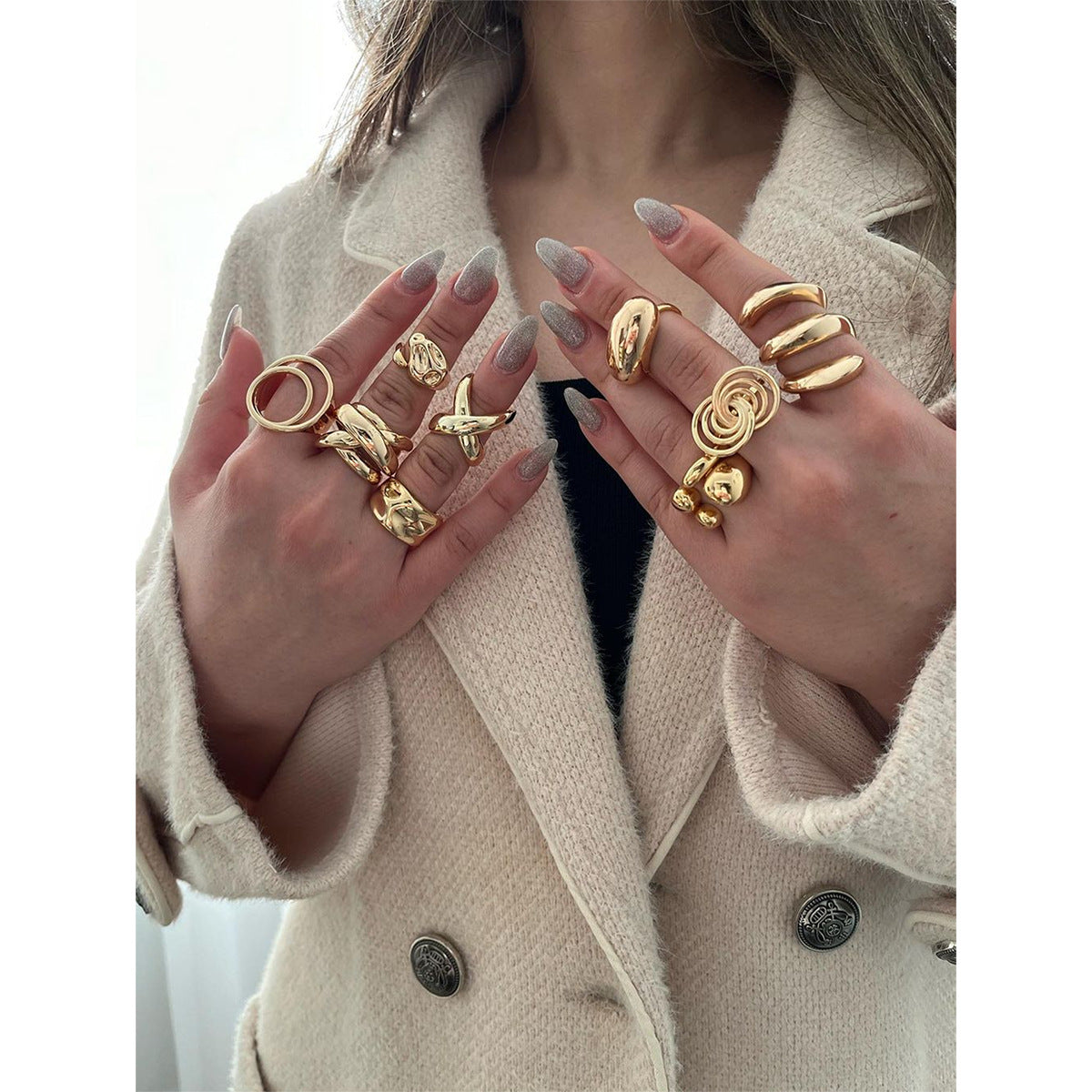 Gold Stainless Steel Glossy Fashionable High-grade Rings