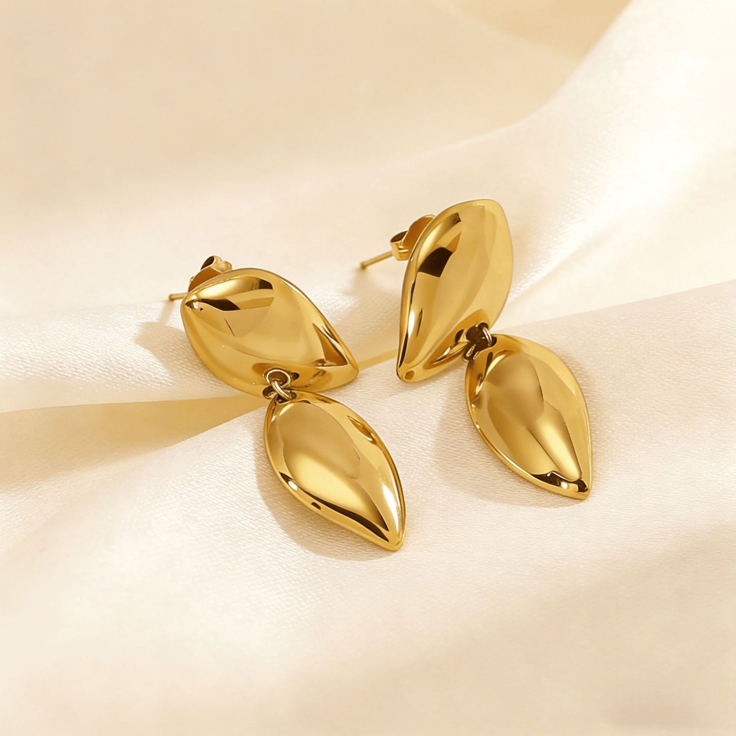 Personality Stainless Steel Asymmetric Retro Exaggerated Irregular Double Leaf Special Rings