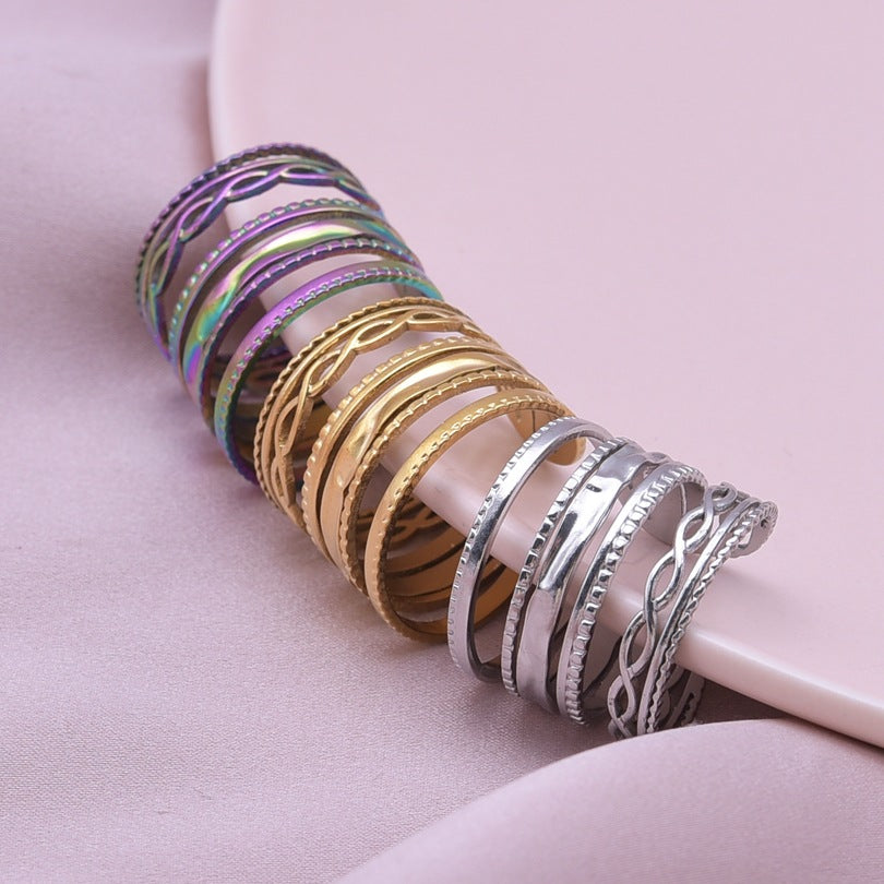 Women's & Men's Geometric Pattern Cold Wind Minority Simple Rings