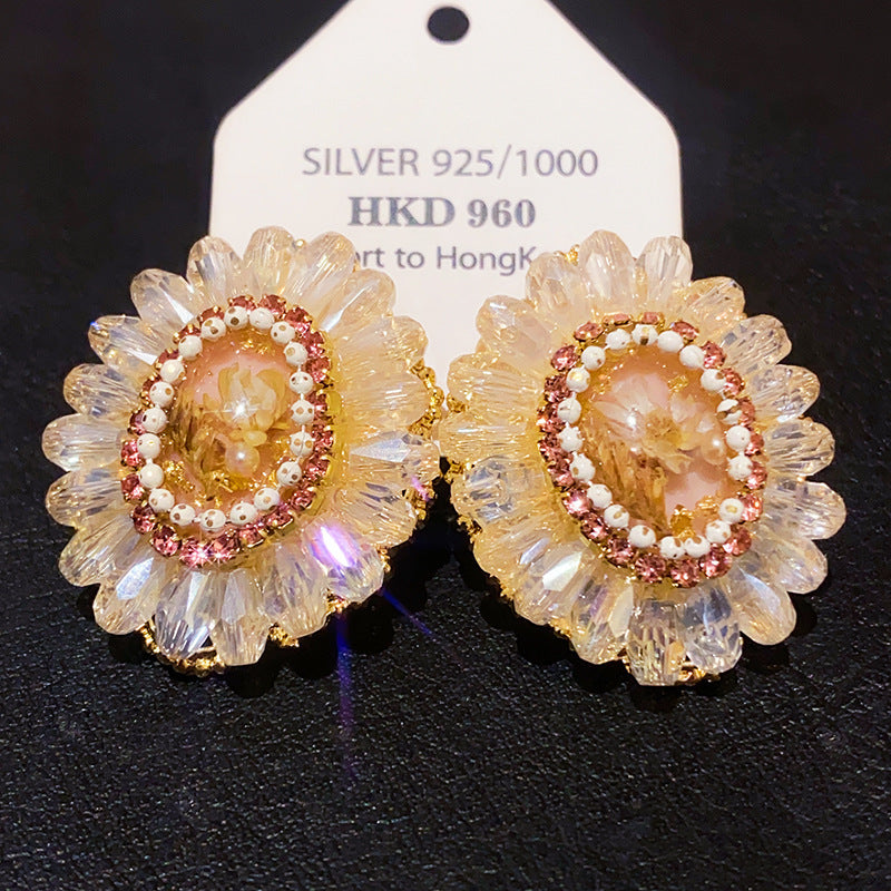 Women's Zircon Flower Light Luxury High-grade Temperament Fashion Earrings