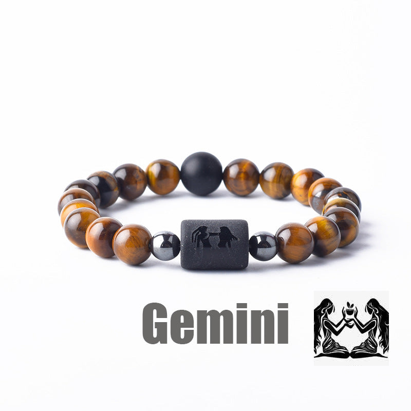 Constellation Natural Stone Beaded Twee Tigereye Bracelet