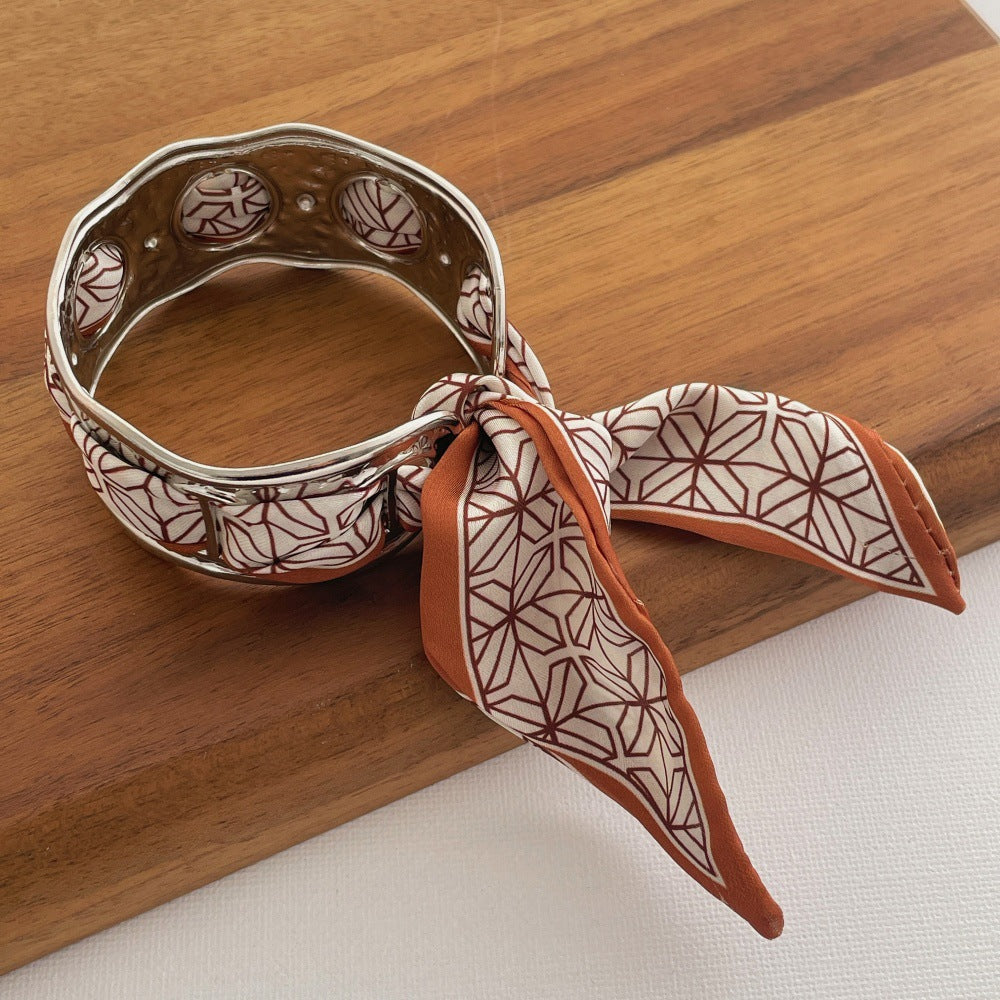 Women's High Sense Silk Scarf Wide Open-ended Design Vacation Bracelet