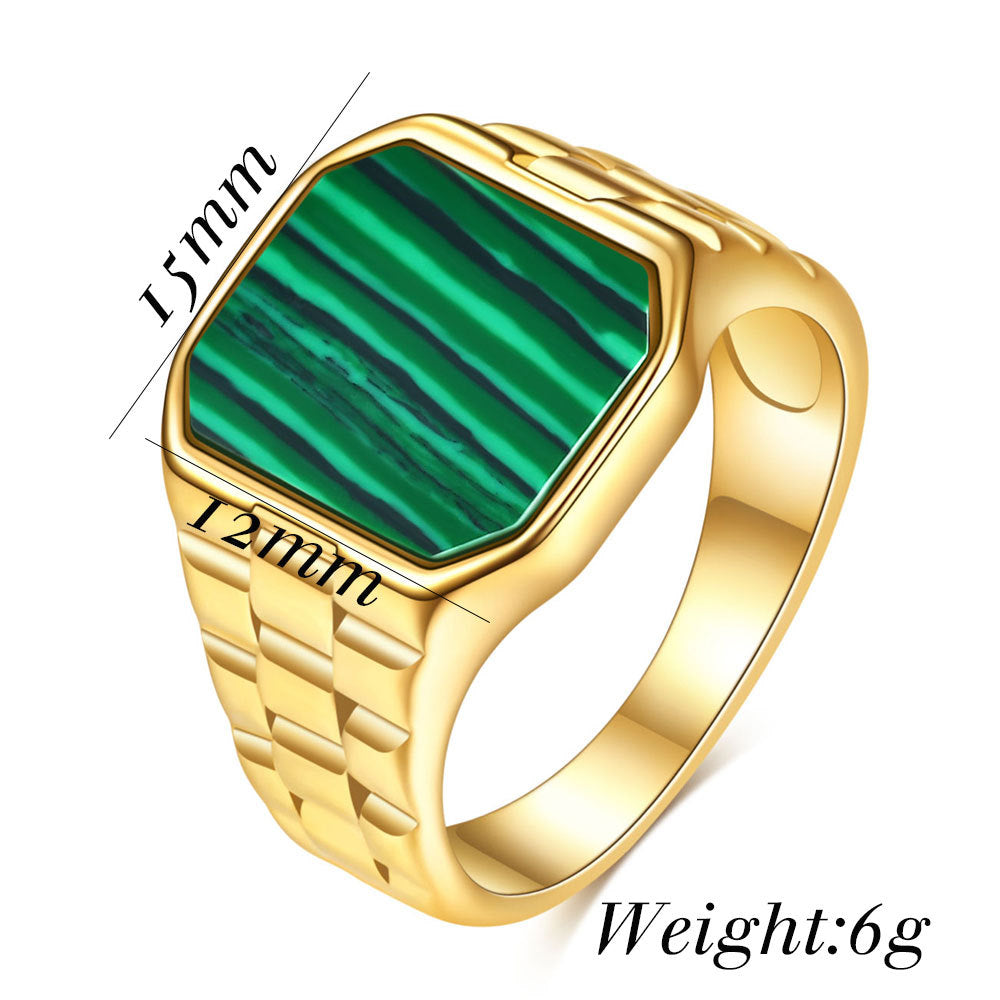 Men's Irregular Square Fritillary Stainless Steel Vintage Watch Rings