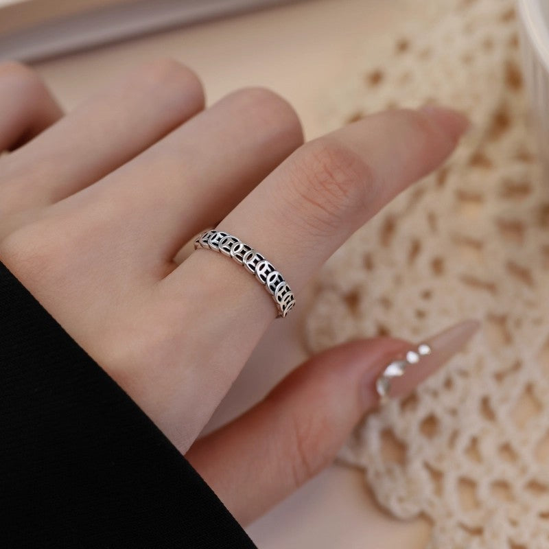 Retro Money Drawing Coin Personalized Design Simple Rings