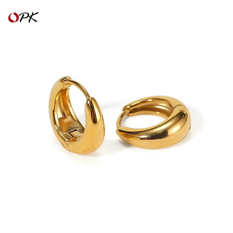 Women's Stainless Steel Fashionable Simple Elegant Circle Light Luxury Earrings