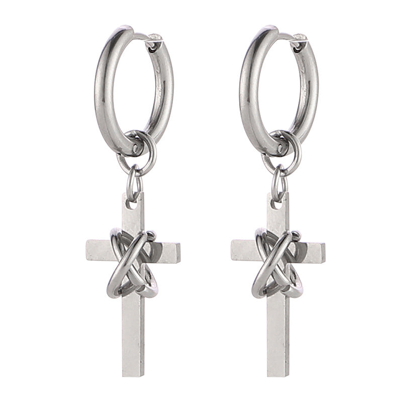 Men's Binding Cross Trendy Punk Goth Eardrops Ear Clip Female Earrings