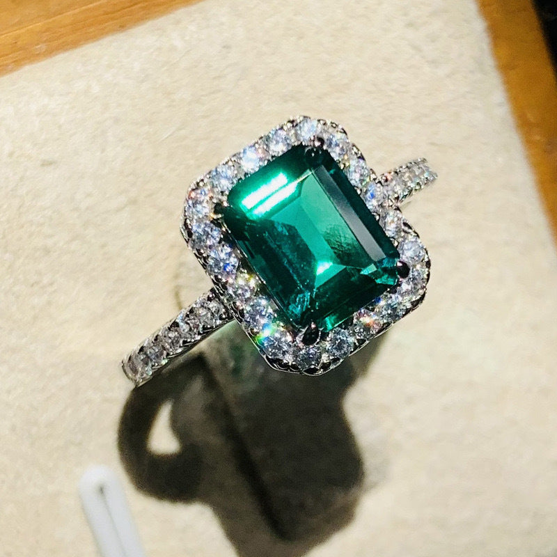 Fashion Diamond Princess Light Luxury Rectangular Ring
