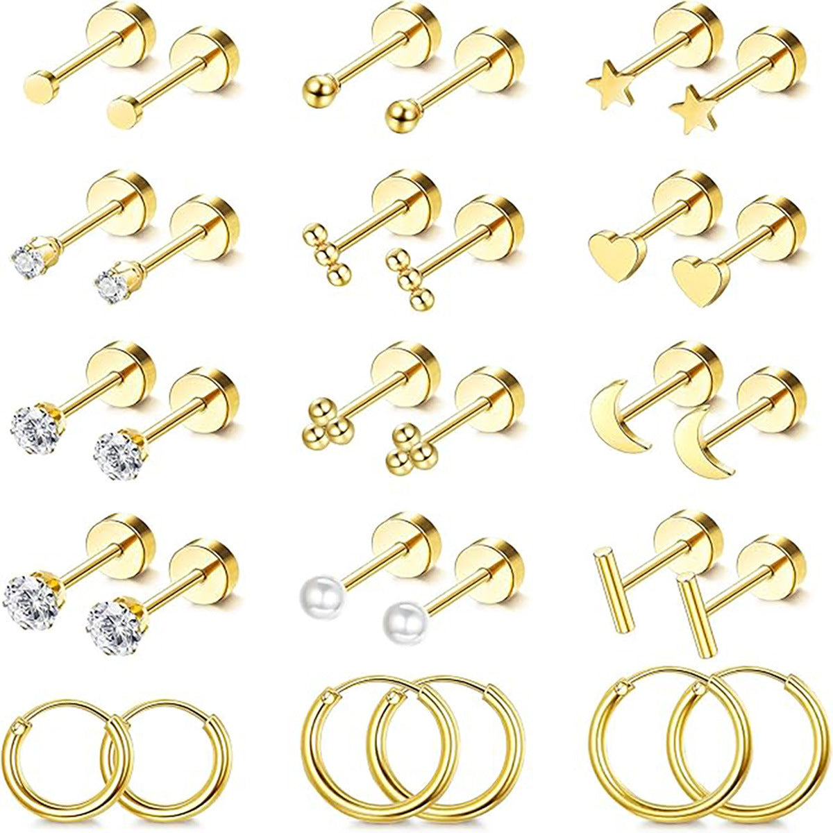 Trendy Fashion Shining No Need To Take Stud Earrings