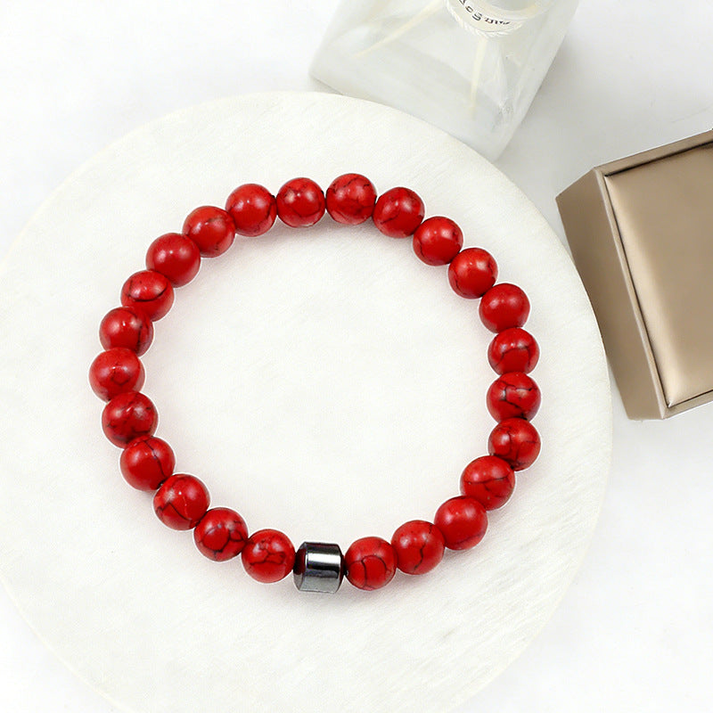 White Turquoise Tigereye Volcanic Rock Green Malachite Bracelet