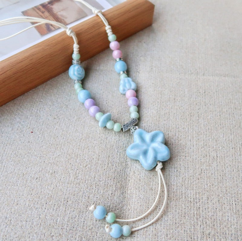 Women's Vintage Ethnic Style Ceramic Long Sweater Necklace