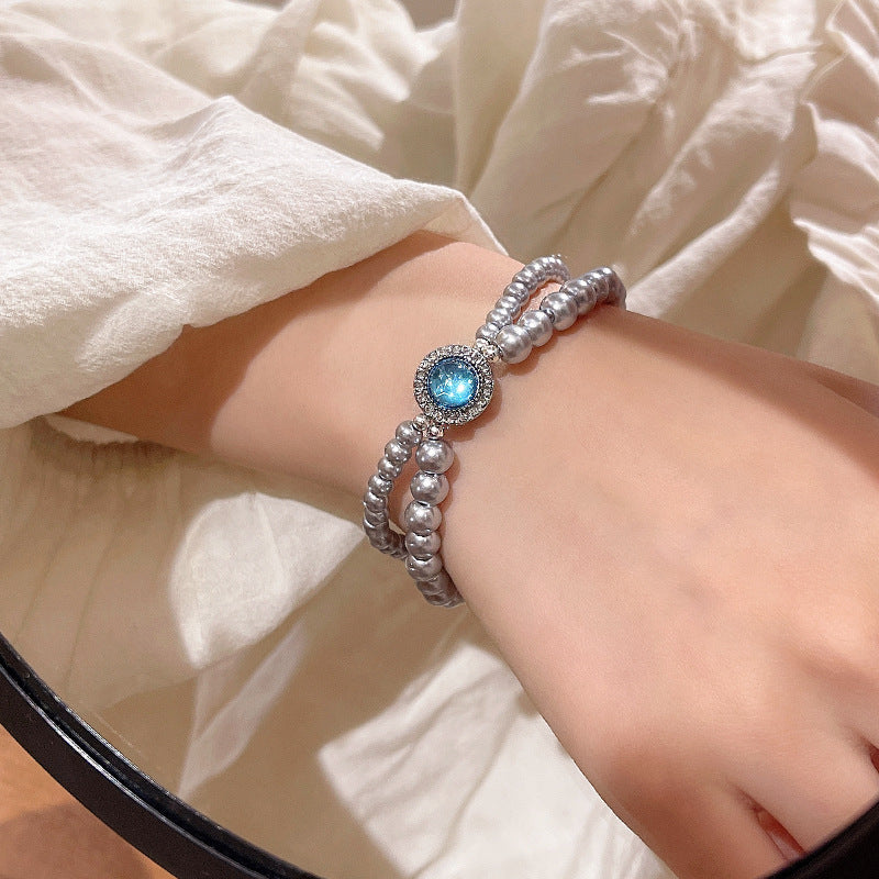Women's High-grade Pearl Chinese Ancient Style Obsidian Beaded Bracelet