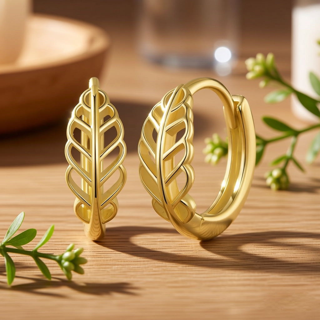 Personality Leaves Hollow Design Clip High Sense Simple Earrings