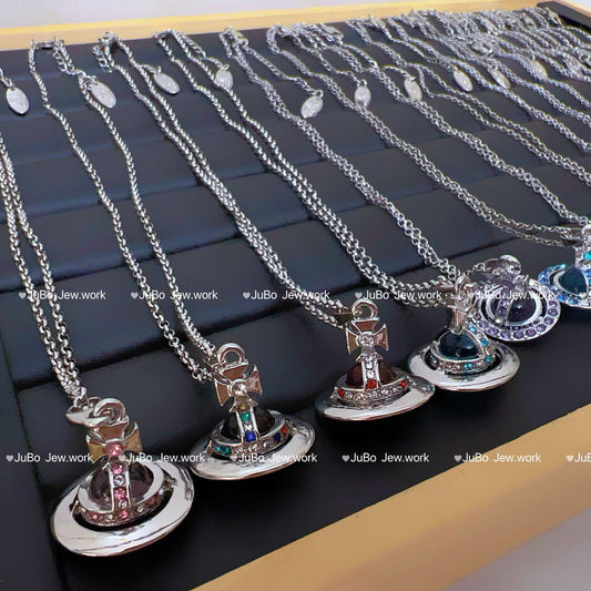 Women's Romantic Queen Mother Planet Three-dimensional Saturn Crystal Sweater Chain Necklaces