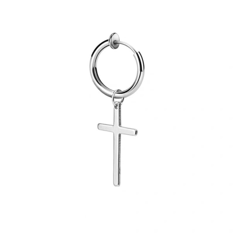 Women's & Men's Stainless Steel Clip Trendy Cross Quantity Earrings