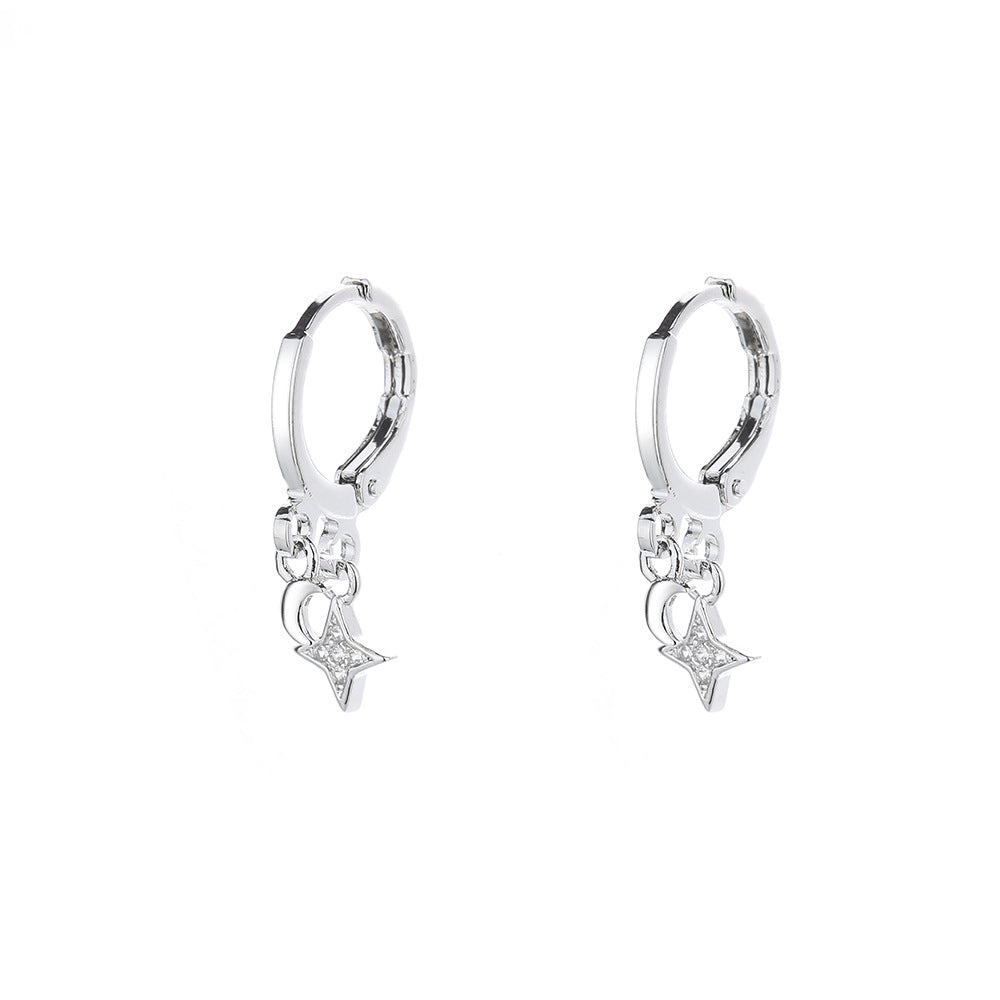 Ancient Cat Ning Series Rhinestone Four Earrings