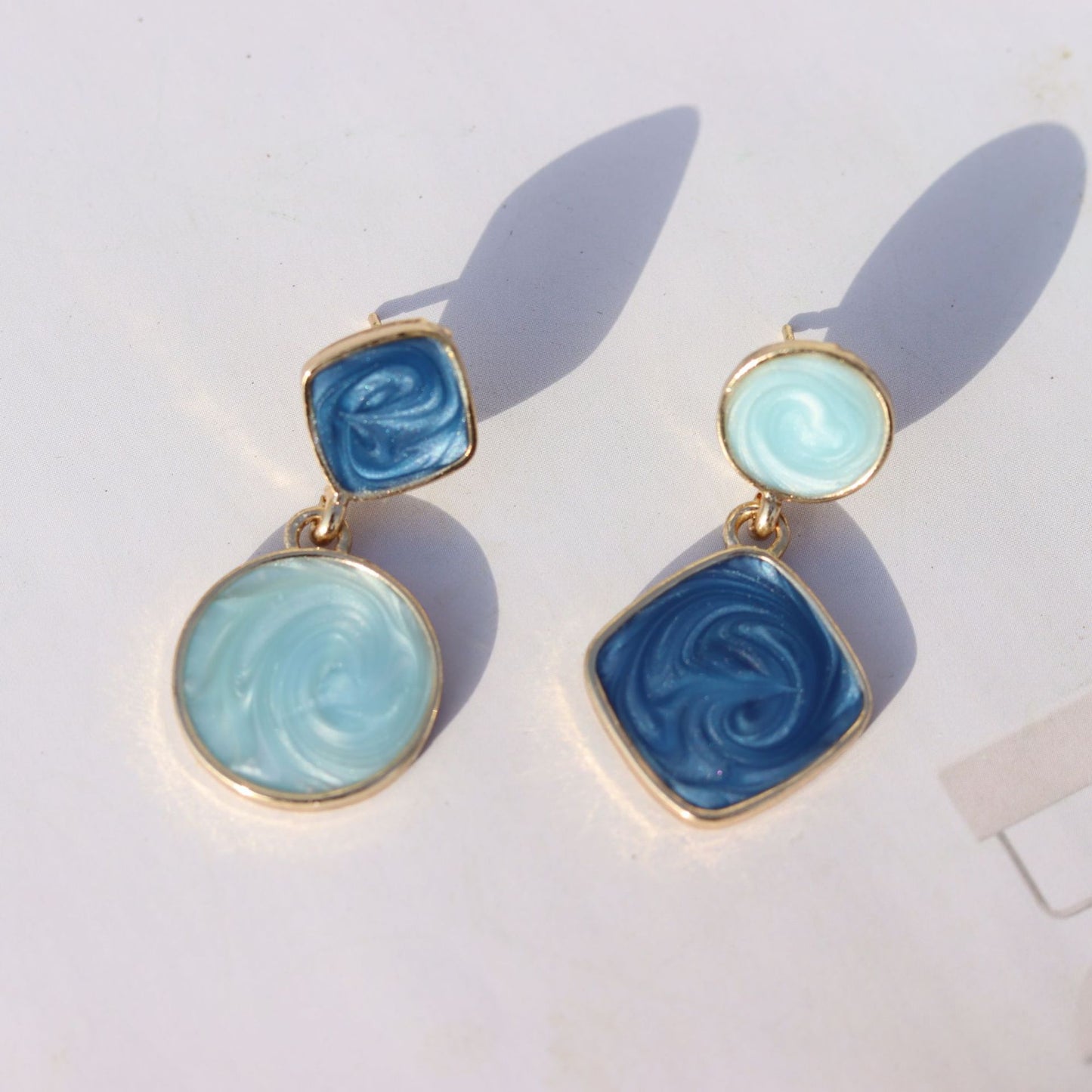 Asymmetric Simple Dripping Oil Style Painting Starry Stud Earrings