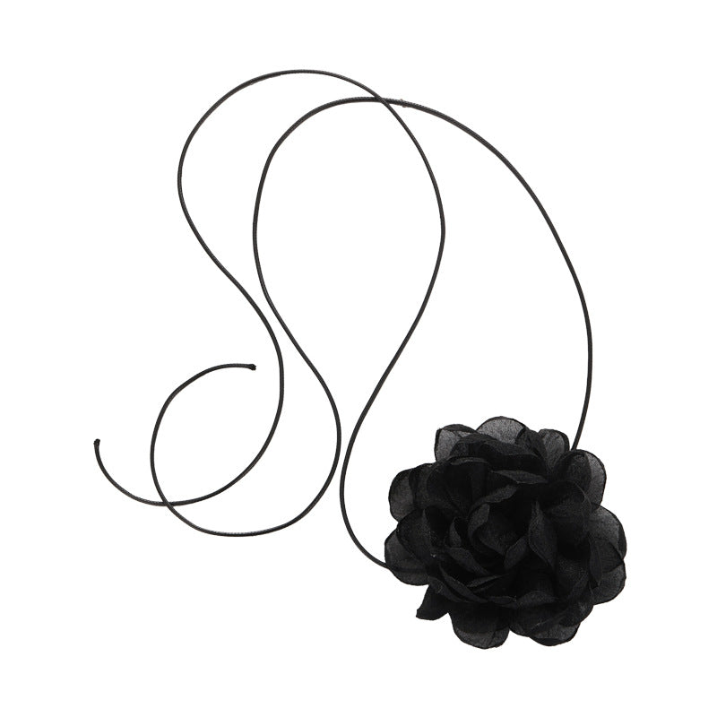 Three-dimensional Camellia Retro Pull Fabric Simple Necklaces