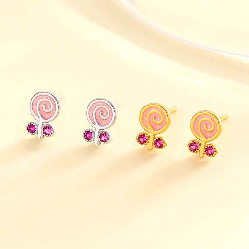 Sterling Sier Ice Cream Lollipop Temperament Entry Lux Dessert Earrings