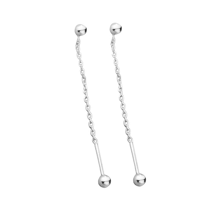 Double-headed Round Beads Screw Minimalist Long Chain Tassel Design Spiral Ear Line