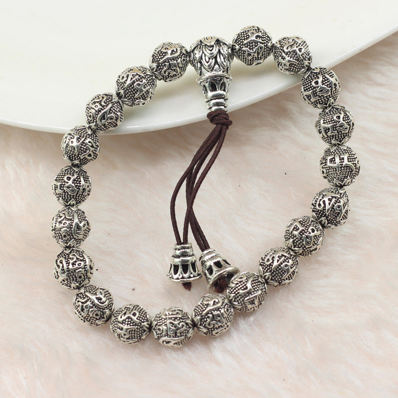 Six Words Mantra Round Beads Single Rings