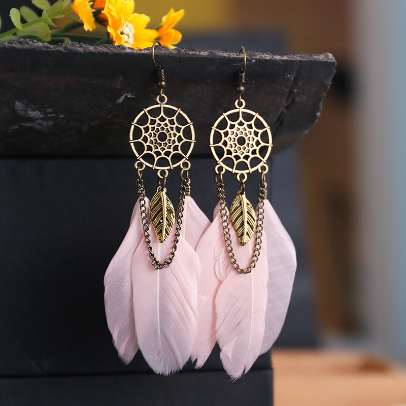 Color Creative Feather Bohemian Style Female Earrings