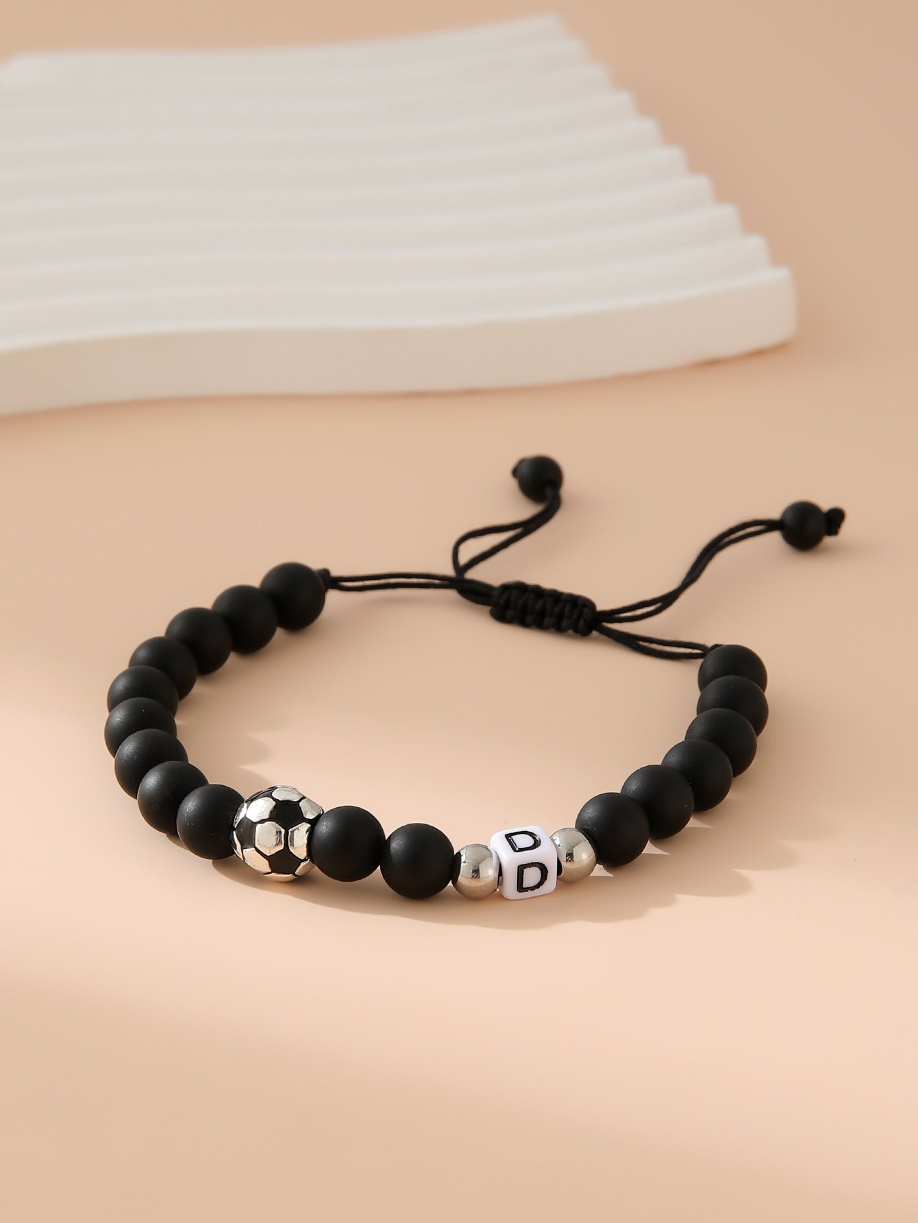 Women's & Men's Black Frosted Football Letters Adjustable For Bracelet