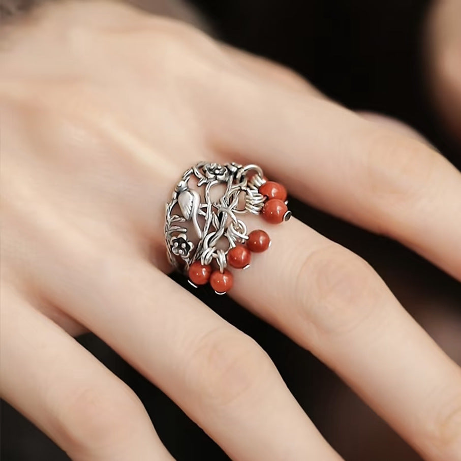 Chinese Style Phoenix Coronet Tassel Female Retro Ethnic Gentle Temperament Ring