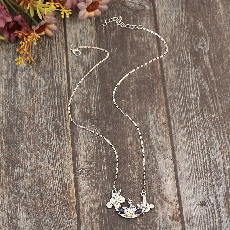 Vintage Cat Blue Treasure Chinese Style Necklaces