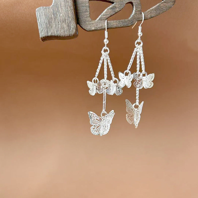 Sier Ethnic Style Peacock Retro Ear Hook Vintage Scenic Spot Earrings