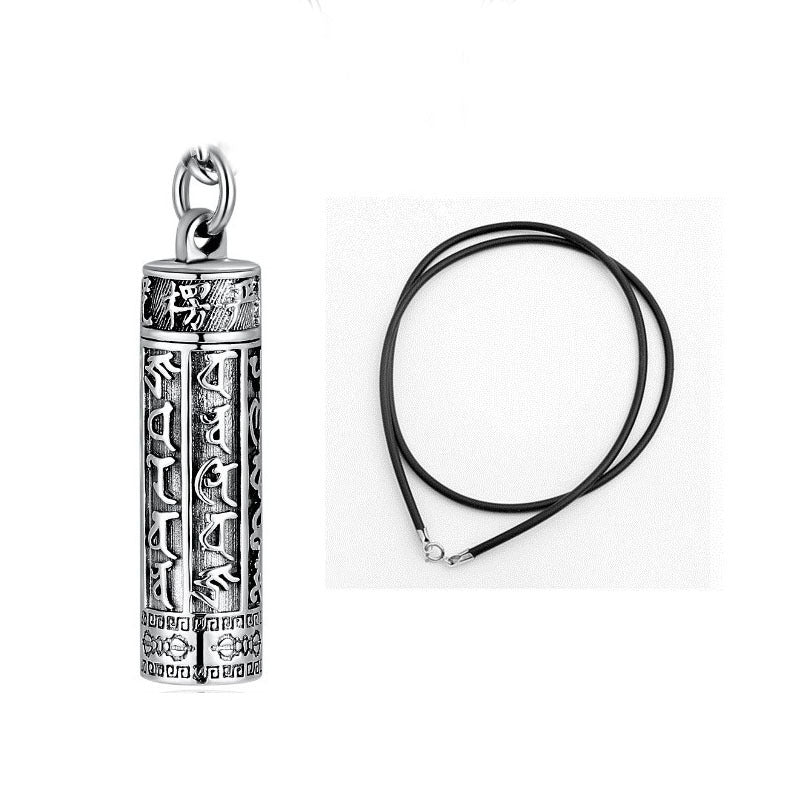 Men's Sier Trendy Six Word Mantra Niche For Statue Of Pendants