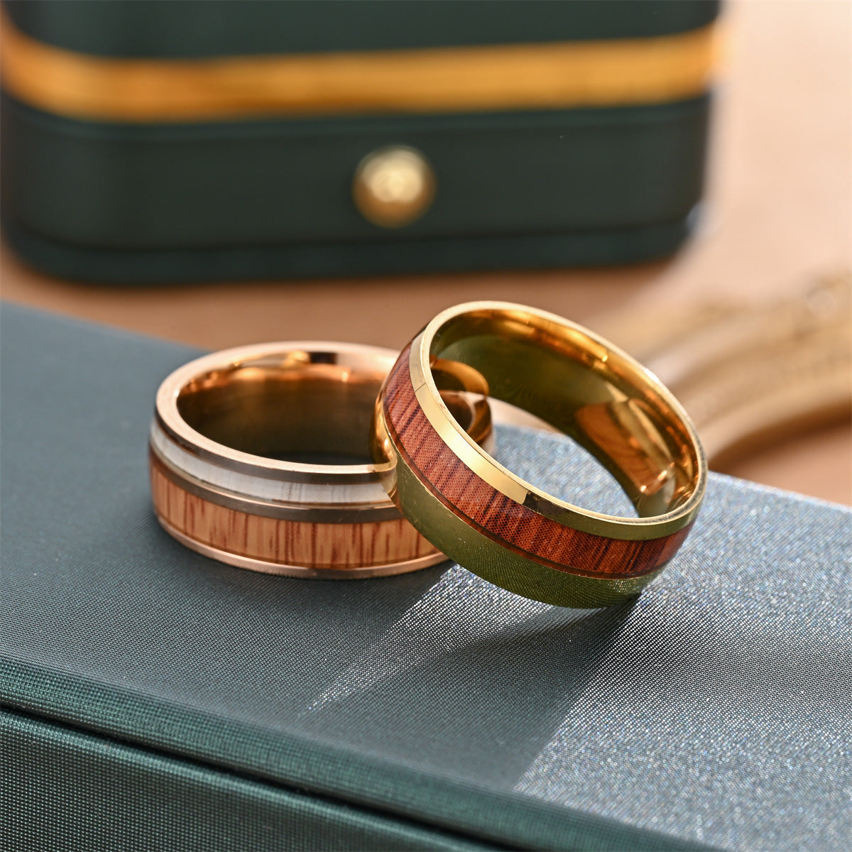 Men's Acacia Titanium Steel Fashion Personality Wood Rings