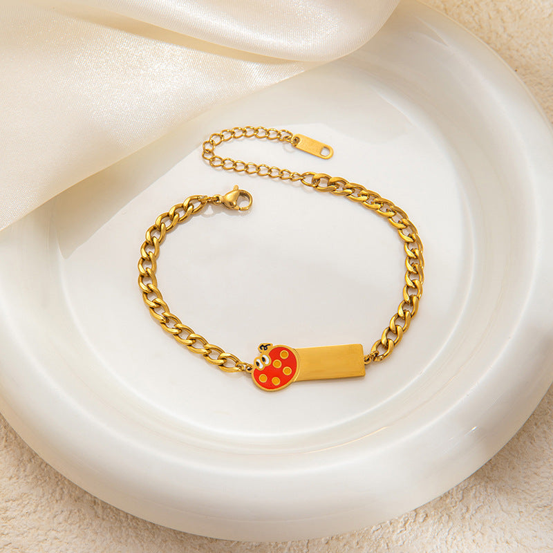 Stainless Steel Bow Square Plate Female Cartoon Mickey Titanium Drip Bracelets