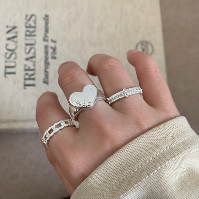 Women's Berry Pink Floral Series Cream Sweet Style Flower Open Fashion Ring