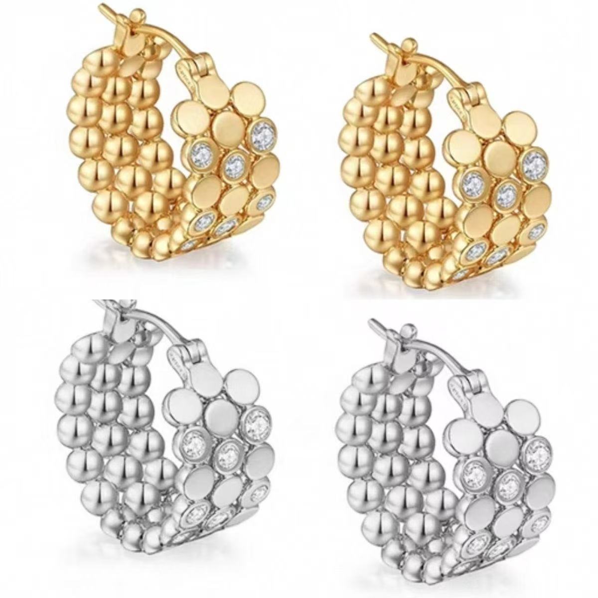 Affordable Luxury Style Round Beads Full Diamond Clip Niche Design Ear Buckle