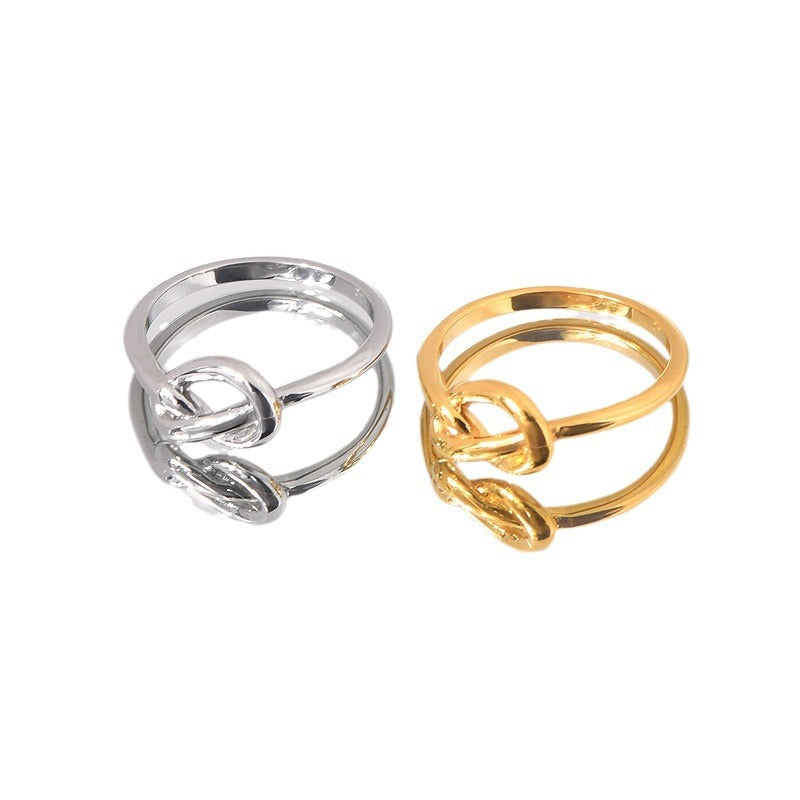 Women's & Men's Heart Knot Titanium Steel Hipster Neutral Rings