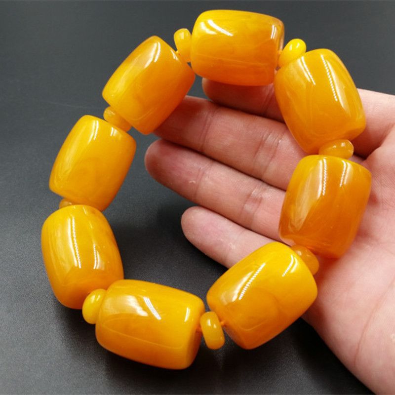 Beeswax Yellow Chicken Grease Color Barrel Beads Round Bracelet