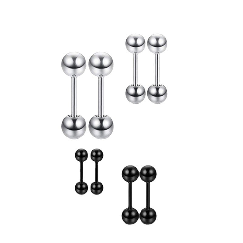 Men's Twist Dumbbell Ball Cartilage Ear Bone Pin Titanium Steel Golden Earrings