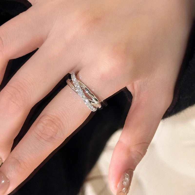 Three-ring Cross Stacked Female Simple Cold Style Personality Winding Ring