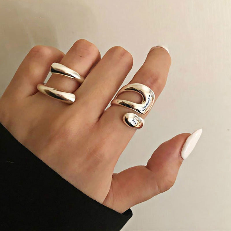 Open Female Retro Exaggerated Style Personalized Hip Rings