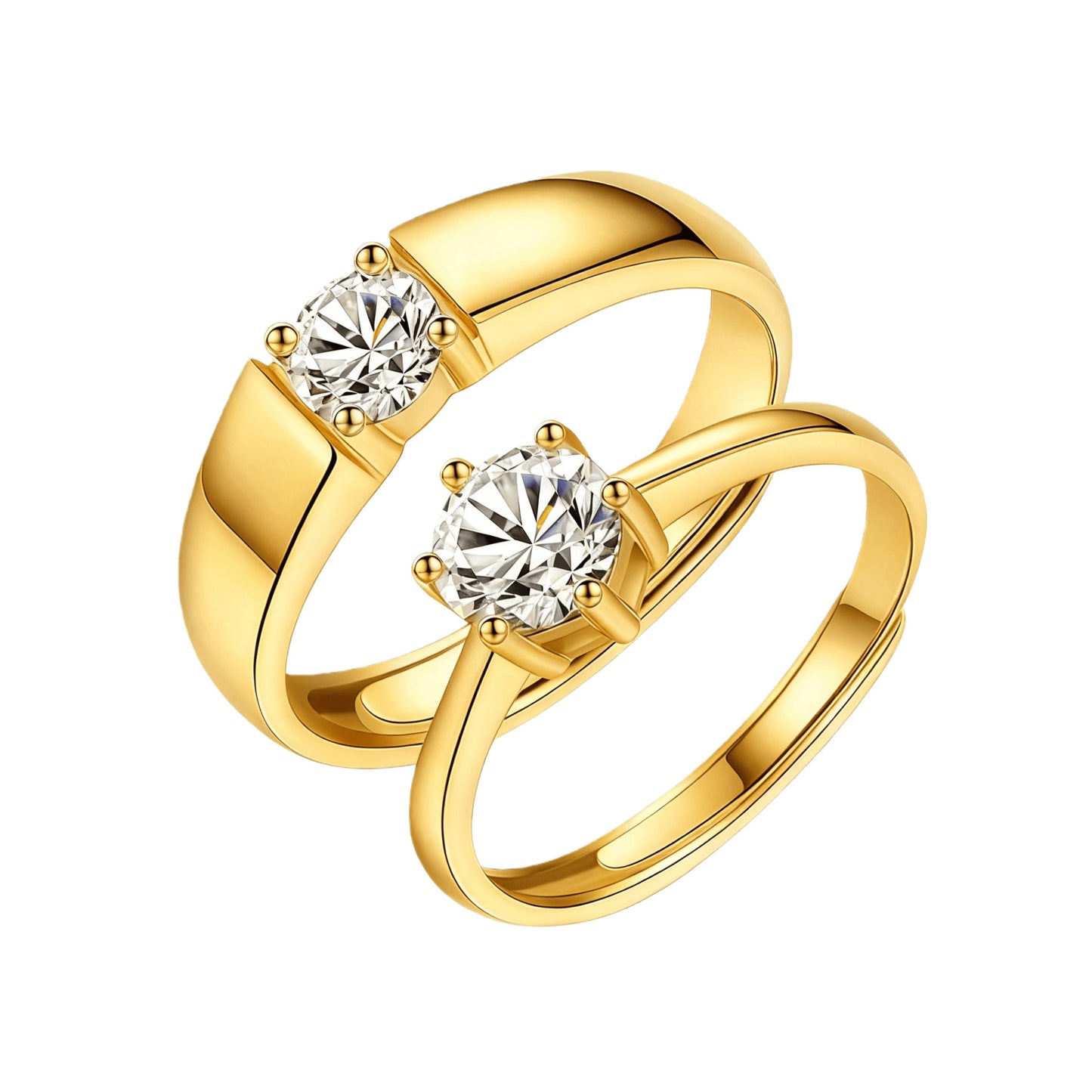 Zircon Couple Light Luxury Super Flash Gold-plated Rings