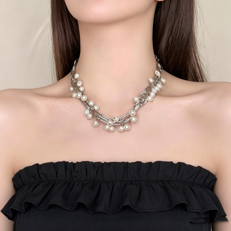Women's Ball Beads Light Luxury French Retro Clavicle Chain Niche High Necklaces