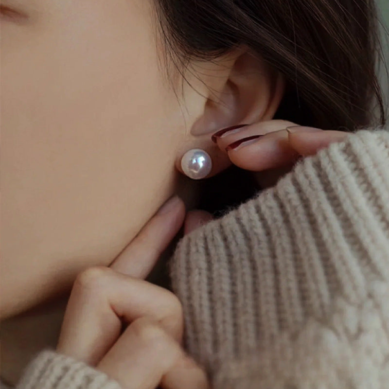 Women's Sier Fashion Minority Simple High-grade Pearl Stud Earrings