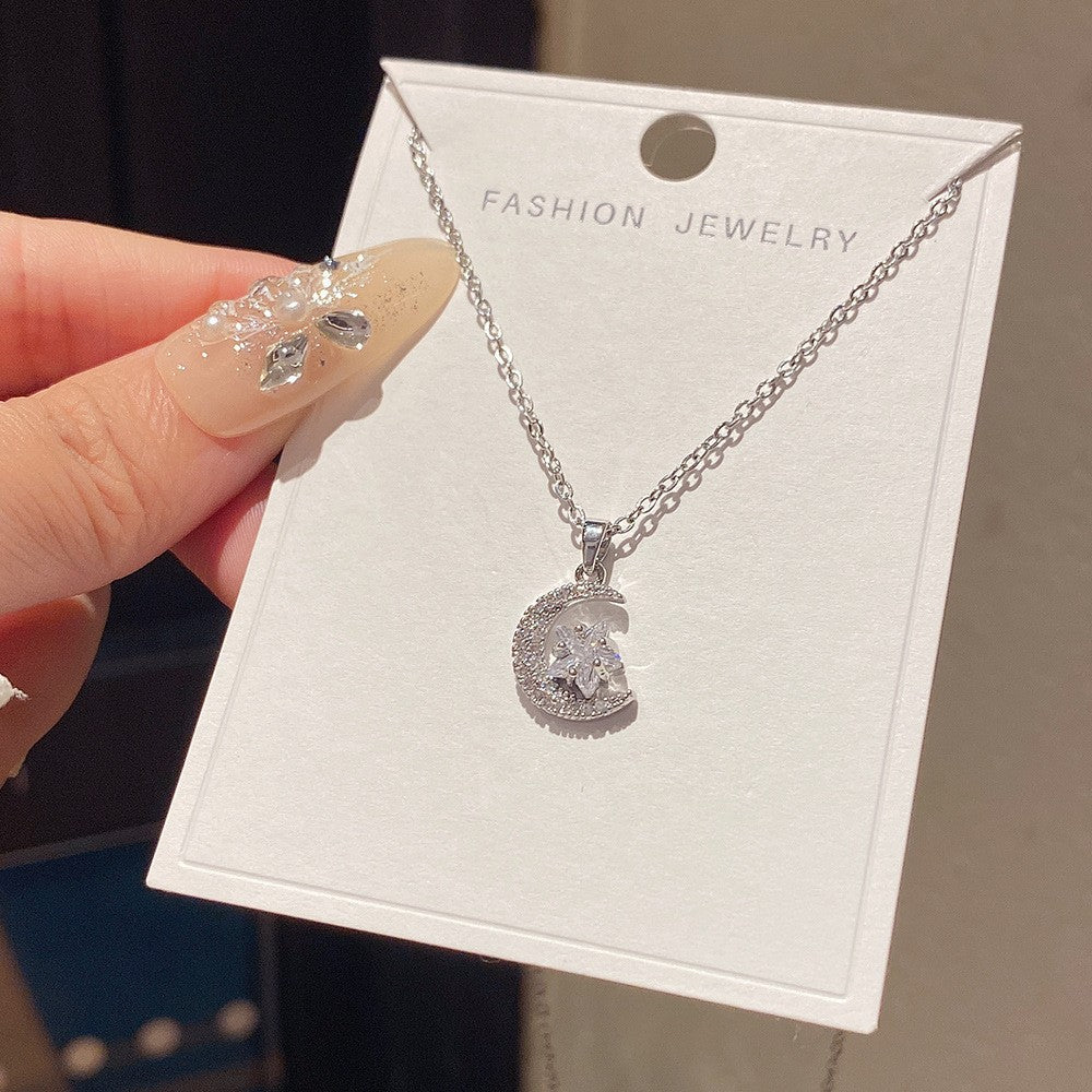 Women's Minority Simple Fashionable Elegant Zircon Clavicle Chain Titanium Steel Accessory Necklace