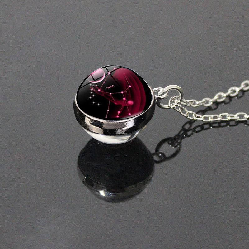 Sky Twee Constellation Glass Ball Time Stone Patch Necklace
