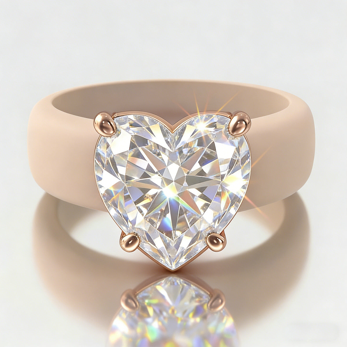 Light Luxury Square Zircon Silica Gel Twin Niche Ring