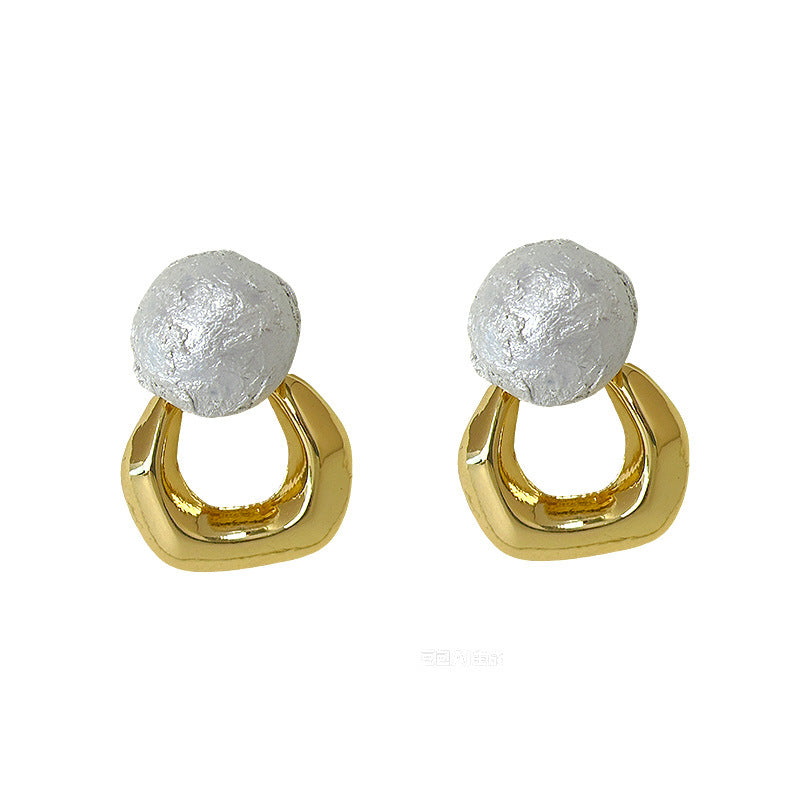 Oval Frosted Circle Design Irregular Simple Graceful Earrings