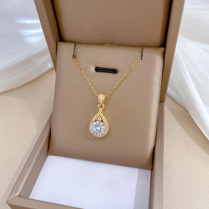 Women's Diamond Water Drop Light Luxury Temperament Gorgeous Necklaces