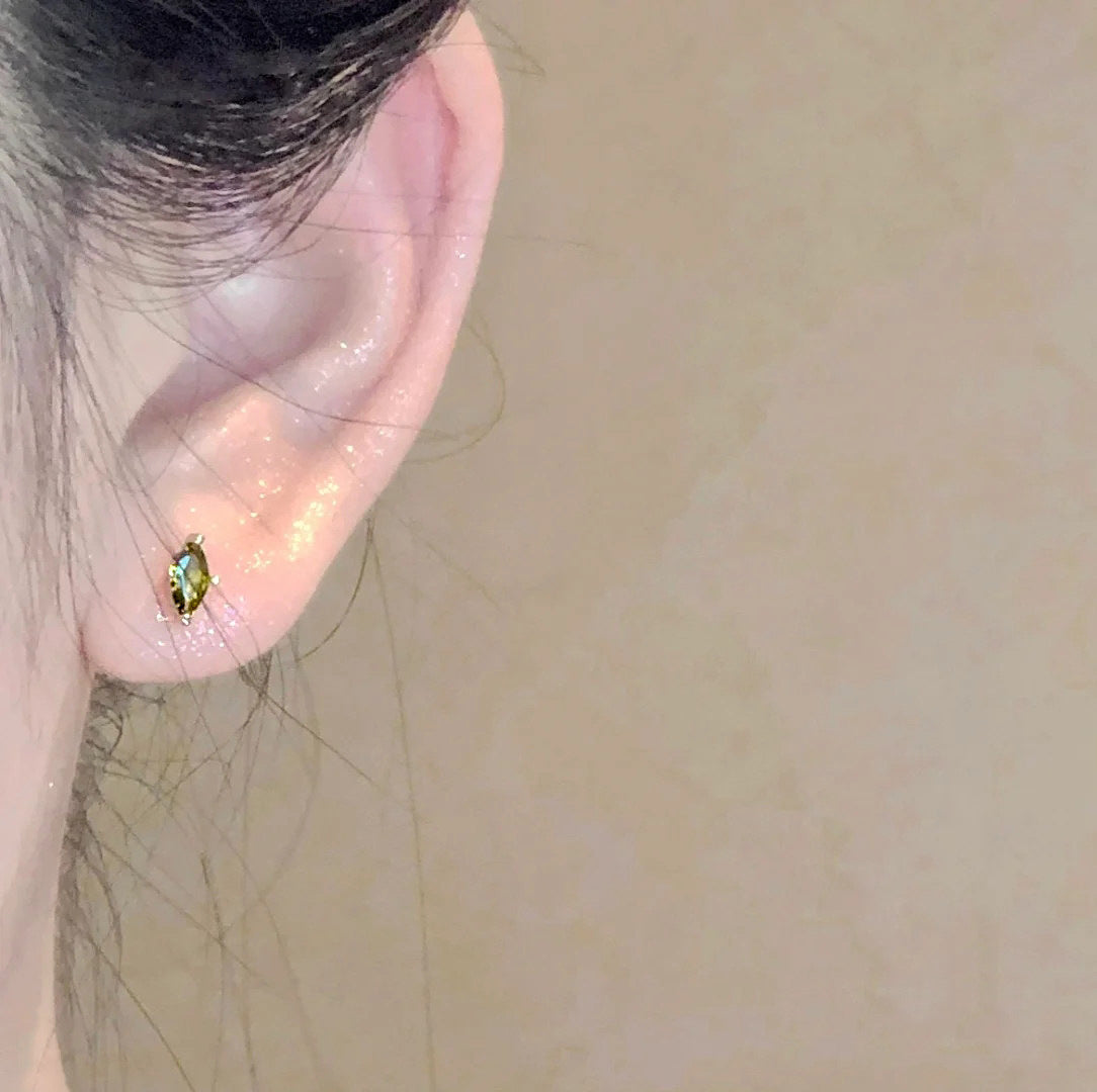Women's Green Zircon Rhombic Ear For Light Luxury Stud Earrings
