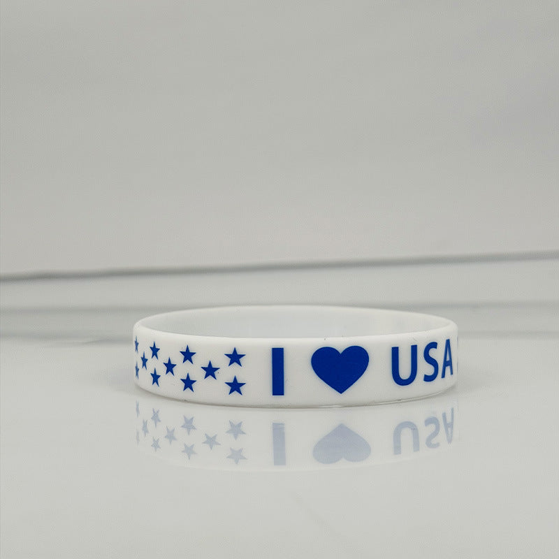 Silicone National Flag Stars Stripes Wristband Patriotic Theme Bracelets