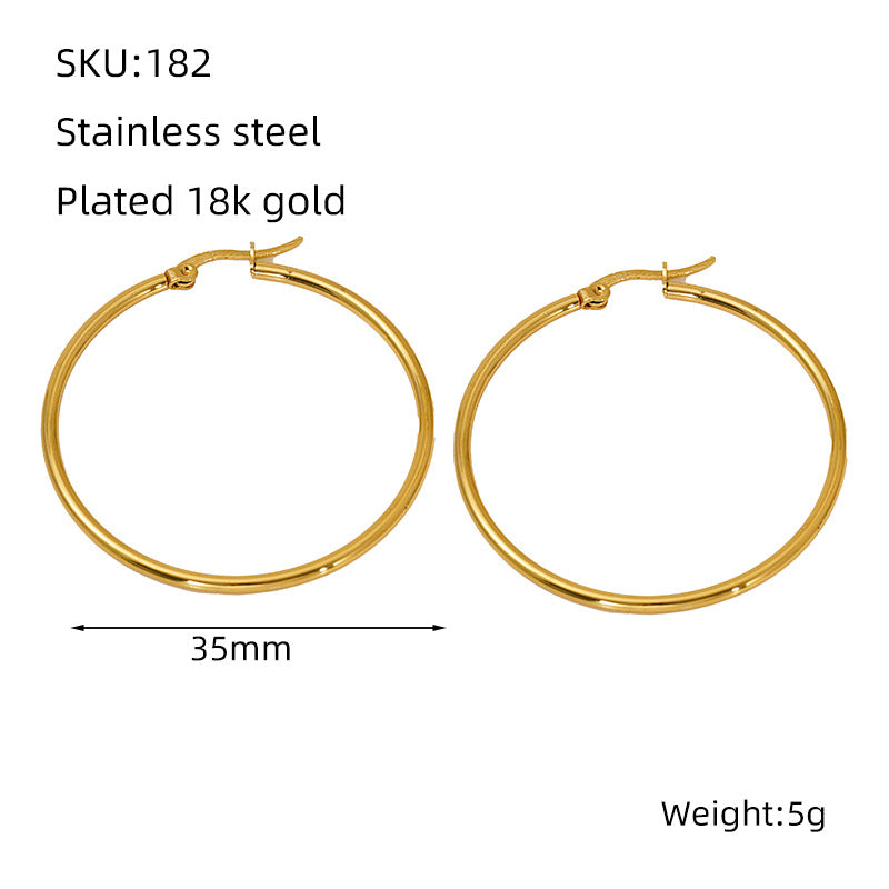 Women's Stainless Steel Round Coil Buckle Plated Fashionable Simple Ear Line